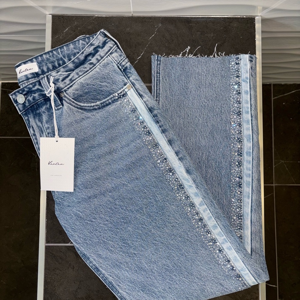 KanCan Blue Straight Leg Jeans with Vintage Appearance